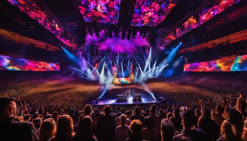Indoor LED display in use at a concert Indoor LED display in use at a concert