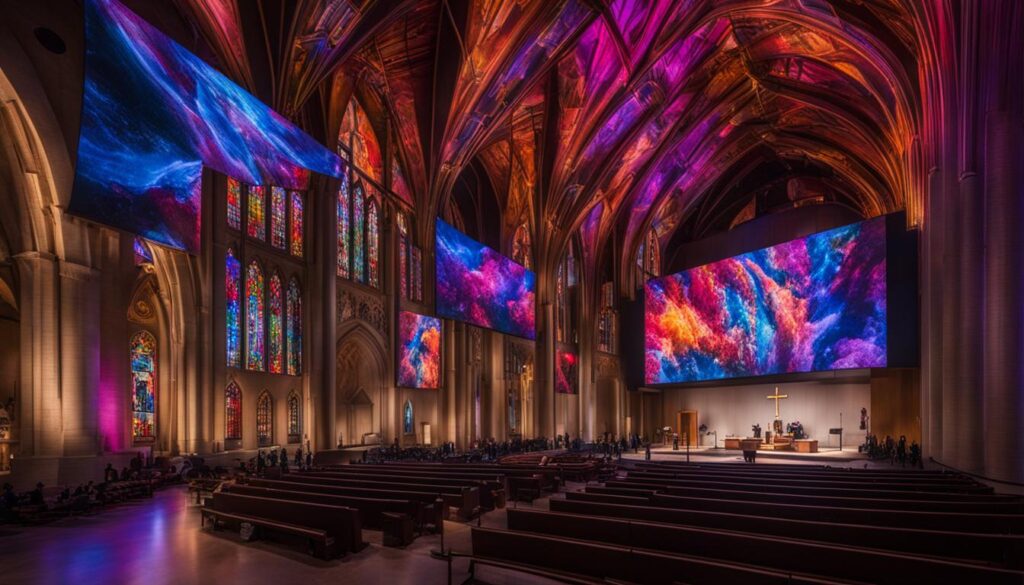 LED video wall installed in a church LED video wall installed in a church