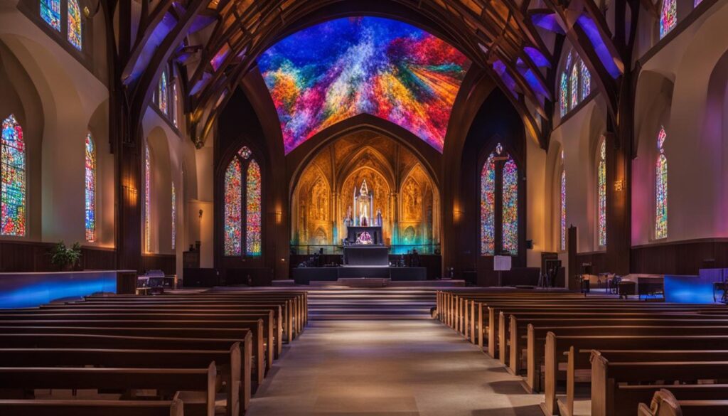 LED screen installation in a church LED screen installation in a church