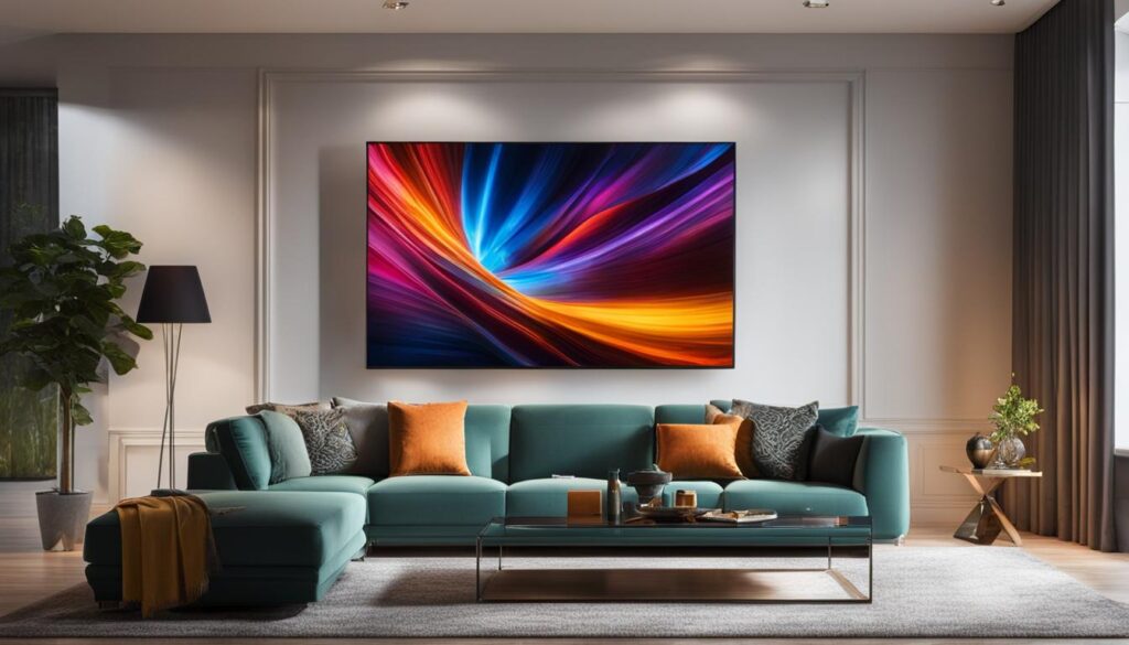 wall-mounted LED screen in use