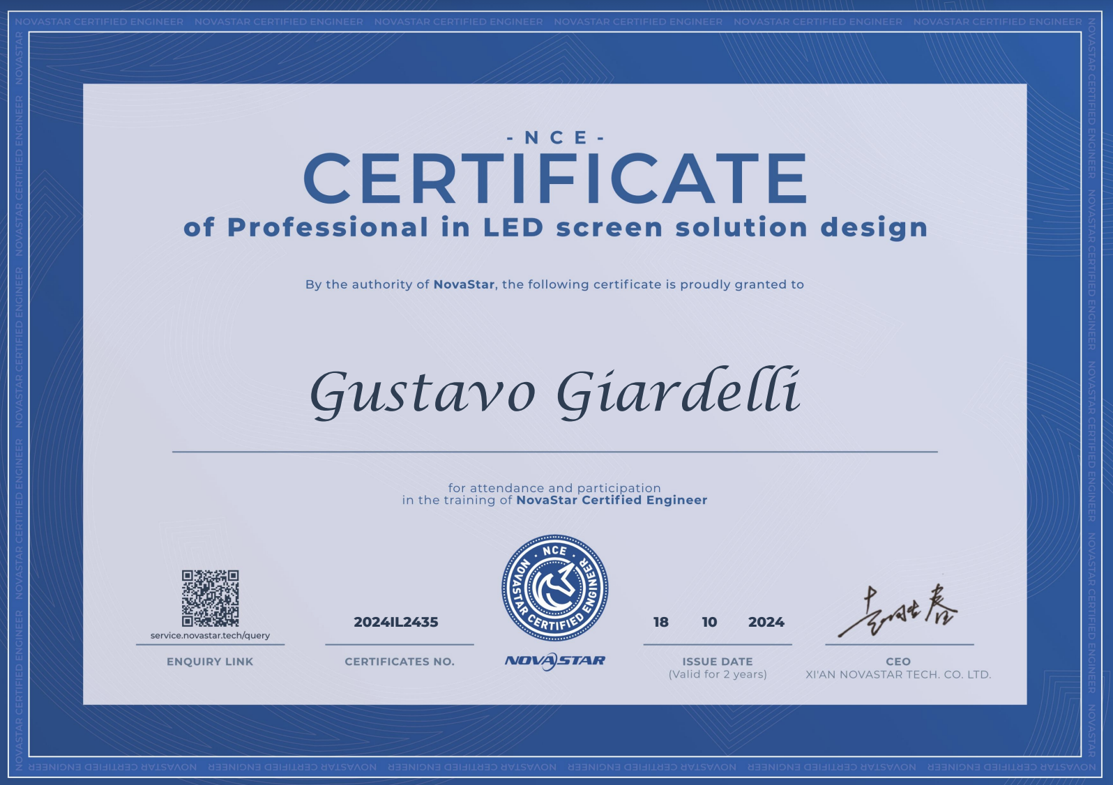 Gustavo Giardelli LED certification